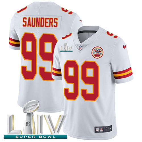 Kansas City Chiefs Nike #99 Khalen Saunders White Super Bowl LIV 2020 Men Stitched NFL Vapor Untouchable Limited Jersey